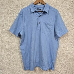 Eddie Bauer Polo Shirt Mens TXL Blue Slub Knit Pocket Short Sleeve Tall Casual